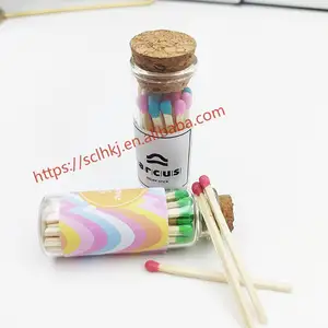 Customized Logo Branded Unique Candle Matches Colorful Wholesale Wooden Matches Glass Bottle Matches