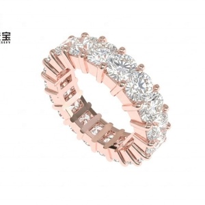 แหวนเพชรทรงกลมหรูหรา เพชรเลี้ยงในห้องปฏิบัติการ ประดับเต็มวง 14K 18K ทองคำขาว ทองคำเหลือง ทองคำชมพู แหวนแต่งงาน VVS VS CVD HPHT เครื่องประดับชั้นดี - Product Image 3