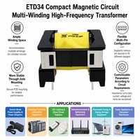 Transformateur SMPS horizontal haute fréquence ETD34 à noyau de ferrite, transformateur abaisseur sur circuit imprimé pour alimentation UPS 110V 220V