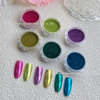 Arc-en-ciel bonbons miroir magique 3D français en plastique Nail Art décalcomanies autocollants Super foudre Aurora irisé fée clair de lune
