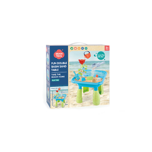 Table de jeu pour enfants avec sable et eau, 14 pièces, ensemble d'activités de plage amusant à double bassin avec arrosoir, jouet d'extérieur en PP pour tout-petits - Product Image 4