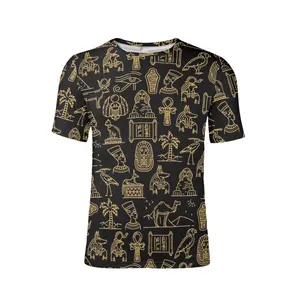 Ägyptische Retro Text Design T-Shirt Männer Sommer Mode T-Shirts Benutzer definierte Muster Lässige Kurzarm Tops Loose Man Tee Großhandel