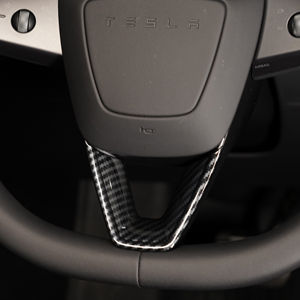 Oferta Especial: Embellecedor Adhesivo para Volante de Coche Tesla Model 3/Y 2024-2025, Componente de Fibra de Carbono ABS, Nuevos Accesorios Interiores - Product Image 1
