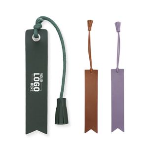 Marque-pages en cuir personnalisés avec logo et pompon, cadeaux promotionnels pour les lecteurs, marque-pages avec cordon et pompon - Product Image 1