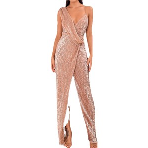 One-Shoulder <b>Sequined</b> Gold Evening Gown Long <b>Skirt</b> Mermaid Dress Women's Formal Wear - Product Image 5