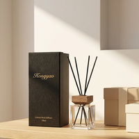 Flacon diffuseur de parfum vide de style nordique de luxe, carré, 100 ml, 200 ml, avec couvercle en bois noir, flacon de parfum d'intérieur personnalisé pour cadeau