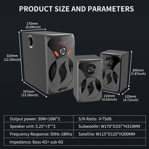 Amplificateur de son HiFi 50W avec caisson de basses 2.1 pour audio multimédia et vidéo domestique - Product Image 3
