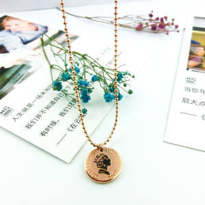 Collar con Colgante de Moneda de Reina y Cadena de Bolas, Chapado en Oro PVD de 14k 18k, Base de Acero Inoxidable 316L, Joyería que no se Deslustra para Mujer - Product Image 3