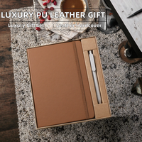 Carnet de notes de luxe A5 en cuir PU avec logo personnalisé, reliure thermique, coffret cadeau d'entreprise avec stylo et clé USB, 100 feuilles