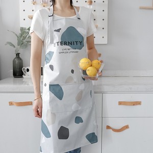 Korean Style PVC Apron Gray Terrazzo Geometric Abstract Water Resistant Bib Apron For Kitchen Use - Product Image 1