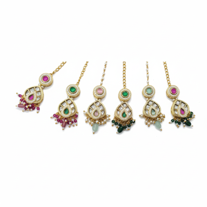 Gold Plated Maangtikka with <b>Crystal</b> Stone and Pearls Fashion Jewelry <b>Set</b> - Product Image 2