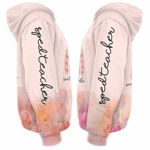 Sudadera con Capucha Unisex Larga de Invierno con Estampado de Arcoíris Personalizado para Profesores, Personal Escolar, MOQ Bajo - Product Image 4