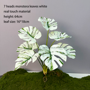 Thường Xanh lá trắng cảm ứng thực sự monstera lá bó hoa với rễ bao giờ trang trí sắp xếp nhà máy mô phỏng Bắc Âu - Product Image 1