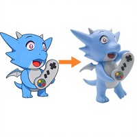 Figurine de collection Blue Dragon Game Controller en PVC, mini figurine décorative de bureau