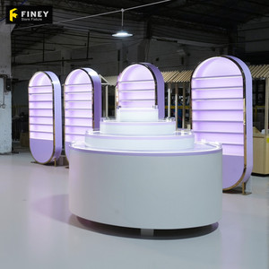 Vitrine de présentation personnalisée pour produits de soin de la peau, meuble de magasin tendance pour la beauté, les ongles et les cils, avec éclairage LED, étagères de présentation cosmétiques - Product Image 1