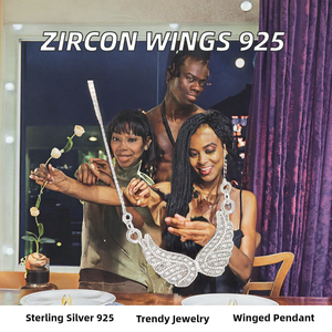 Sterling Silver 925SILIVER Wings Necklace New Fashion Pendant Necklaces for Women with Link Chain for Engagement Gift - Product Image 3