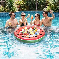 Plateau de service flottant gonflable en plastique en forme de pastèque pour boissons et aliments, idéal pour buffet, piscine et camping