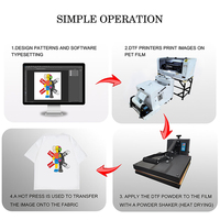 Mesin Cetak Film PET Printer DTF 30cm, Mesin Cetak Inkjet Double XP600 dengan Mesin Penggoyang Bubuk, Mesin Cetak Kaos
