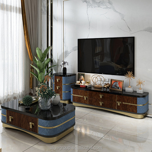Meuble <span class=keywords><strong>TV</strong></span> italien <span class=keywords><strong>en</strong></span> acier inoxydable, ensemble de meubles de salon, supports <span class=keywords><strong>TV</strong></span>, table <span class=keywords><strong>en</strong></span> bois et marbre, meuble <span class=keywords><strong>TV</strong></span> moderne - Product Image 2