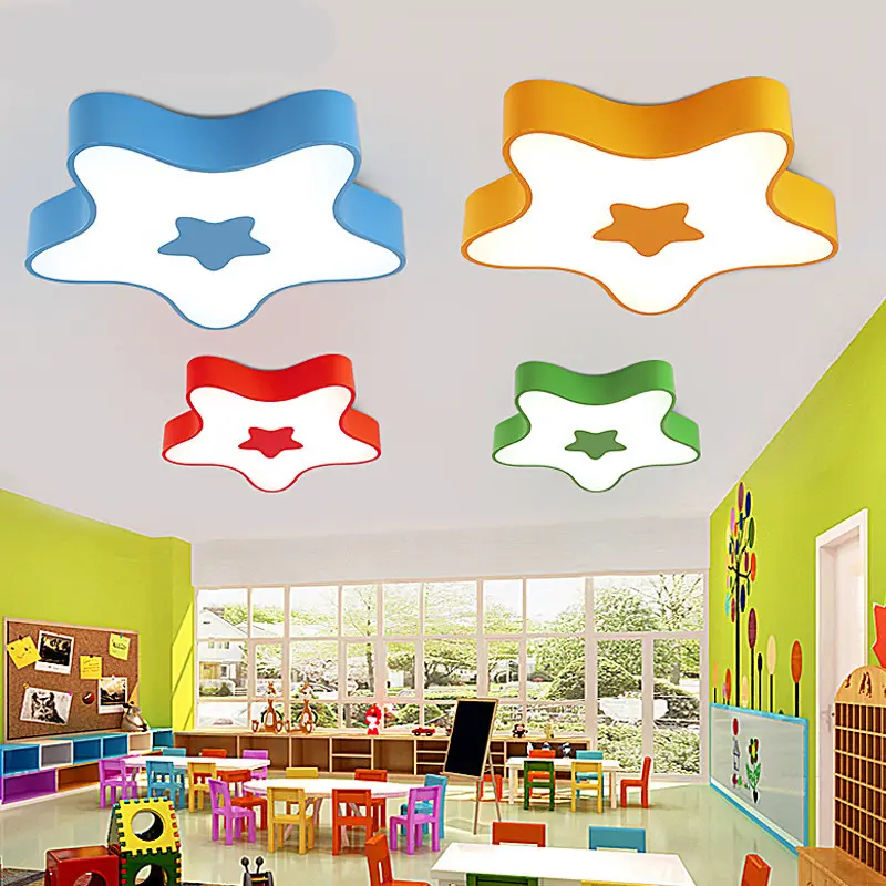 Kindergarten Classroom Colorful Pentagon Star LED Luz colgante Guardería y Centro de Educación Temprana Luz colgante LED