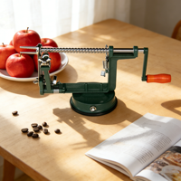 FONHON Donkergroene 3-in-1 aluminiumlegering handmatige appel schiller, ontpitter en snijder met roestvrijstalen mes, eenvoudig te onderhouden en te bedienen