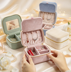 Étui de rangement pour bijoux, étui de voyage élégant pour bijoux, organisateur de bijoux, étui en velours - Product Image 2