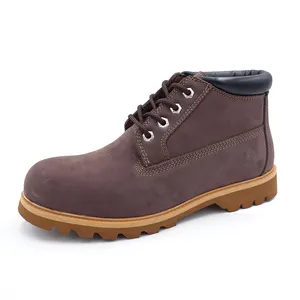 Rubber goodyear welted full grain cow leather brand safety shoes high cut steel toe safety boot