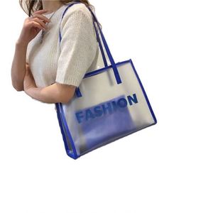 Bolsa de Compras de PVC Transparente Impermeable con Asa de PU, de Gran Capacidad, para Viaje o Playa, con Logotipo Personalizado, MOQ Bajo - Product Image 4