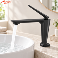 Robinet de lavabo moderne chromé à poignée unique, monotrou, à poser sur le comptoir, avec cartouche céramique, design cascade, économie d'eau