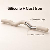 Barre ondulée lestée en silicone avec noyau en fonte de 15 lb et 25 lb, barre incurvée pour la musculation à domicile, le Pilates et l'entraînement de force