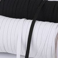 Bande élastique plate personnalisée en polyester/nylon tissé jacquard, 6 mm (1/4 po), noir et blanc, protection environnementale, vente en gros
