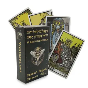 Bayaya Manufacturer Custom Print Create Your Own Beginners Light Seers Black Original Tarot Deck Oracle Cards With Box