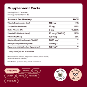 แคปซูลไบโอติน OEM ODM 90 เม็ด พร้อม MSM กรดไฮยาลูโรนิก ซิงค์ วิตามินซี ดี3 เค2 อาหารเสริม - Product Image 5