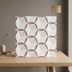 Carreaux de sol en céramique brillante effet 3D 40x40cm, aspect pierre naturelle, design intérieur moderne - Product Image 2
