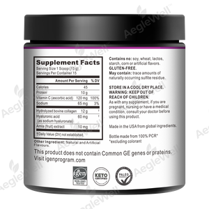 AegleWell Super Collagen Plus en Polvo Tipo 1 y 3 con Vitamina C, Ácido Hialurónico, Sabor Vainilla, Apoyo <span class=keywords><strong>Keto</strong></span>, para Piel, Cabello y Uñas, 195g - Product Image 2