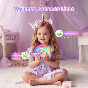 Veilleuse arc-en-ciel <span class=keywords><strong>pour</strong></span> enfants, veilleuse mignonne <span class=keywords><strong>pour</strong></span> enfants, lampe LED ABS à changement de couleur, rechargeable par USB, lampe décorative de chevet - Product Image 3