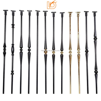 Nouveau design d'usine : Balustre rond en fer forgé doré et noir avec accessoires pour rampe d'escalier intérieure en bois