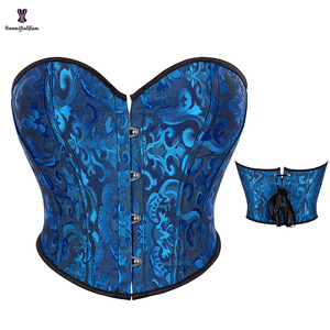 Corsetto Vintage Gotico a Fascia con Lacci, Top Corto in Raso <span class=keywords><strong>Elastico</strong></span> con Stecche, Bustier Taglie Forti 6XL, Tinta Unita da Donna - Product Image 2