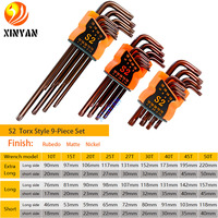 XINYAN S2MZ-XY-102 9PC S2 Metric L-Torx Key Set T10-T50 Set Kunci Torx untuk Perakitan Otomotif/Sepeda Mesin OEM/ODM Garansi 3 Tahun