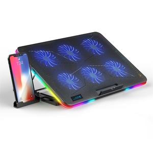 Refroidisseur d'<span class=keywords><strong>ordinateur</strong></span> <span class=keywords><strong>portable</strong></span> RGB 6 ventilateurs LED <span class=keywords><strong>Support</strong></span> de téléphone intelligent 7 Hauteur réglable <span class=keywords><strong>17</strong></span> <span class=keywords><strong>pouces</strong></span> Refroidisseur d'<span class=keywords><strong>ordinateur</strong></span> <span class=keywords><strong>portable</strong></span> - Product Image 1