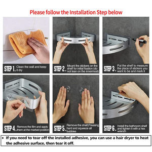 Bonito diseño autoadhesivo latón antiguo <span class=keywords><strong>accesorios</strong></span> de <span class=keywords><strong>baño</strong></span> conjunto ducha Caddy cesta autoadhesiva montado en la pared ducha Caddy - Product Image 5