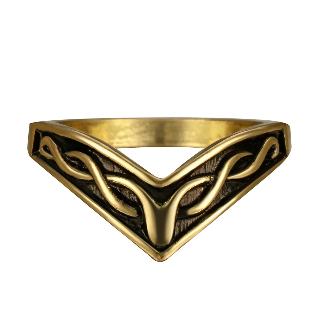 New Middle Thumb Ring V Band Viking Rings For Women Men Plain Celtic Crisscross Braid Oxidized Style Punk Ring Jewelry