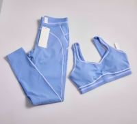 Ensemble de yoga 2 pièces en coton pour femme, avec logo personnalisé, leggings taille haute effet push-up et brassière de sport, vêtements de sport et de yoga, OEM