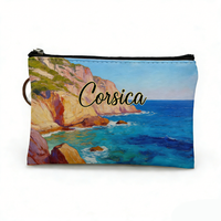 Pochette zippée personnalisée à faible MOQ, vente en gros, avec logo, souvenir touristique Corse France, pochette de sport en cuir pour femme