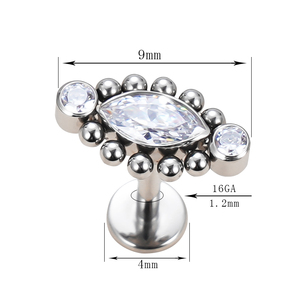 G23 ASTM F136 Piercing para el cuerpo Titanio Roscado internamente Ombligo Labio Uña Ceja Joyería - Product Image 4