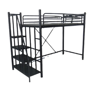 Cama litera moderna de metal tamaño queen para dormitorio con almacenamiento y escaleras para hotel, apartamento, dormitorio, escuela, hospital, sala de estar - Product Image 6