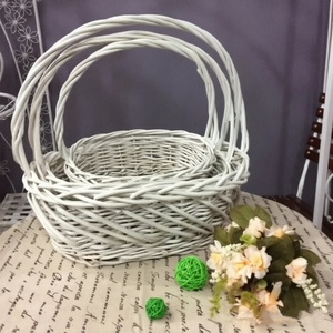 Ensemble de paniers gigognes en osier blanc tressé à la main, 3 tailles, en rotin, pour fleurs, cadeaux et rangement, pour <span class=keywords><strong>d</strong></span>écoration de mariage et de maison - Product Image 1