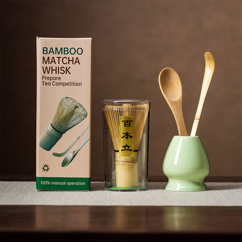 Japanese Ceremonial Artisanal Bamboo Matcha Whisk Set with professional Chasen and Chashaku
