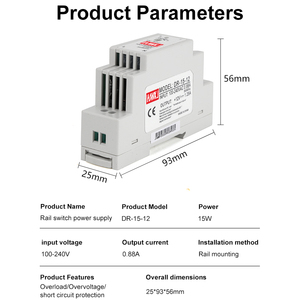 <span class=keywords><strong>DR</strong></span>-15-12 100-240伏开关电源短路保护过压保护和过载保护 - Product Image 4