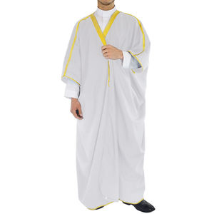 Bufandas marroquíes omaníes para dormir, tela de poliéster hilado de algodón para hombres, diseño Thobe musulmán Kurta para hombres, capa Bisht negra - Product Image 3